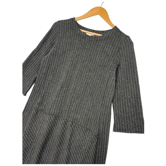 J Jill Ponte Dress Womens Small Petite Gray Pinstripe 3/4 Sleeve Career Business - Picture 4 of 9